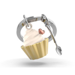 Porte-clés Cupcake vanille- Metalmorphose