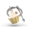 Porte-clés Cupcake vanille- Metalmorphose
