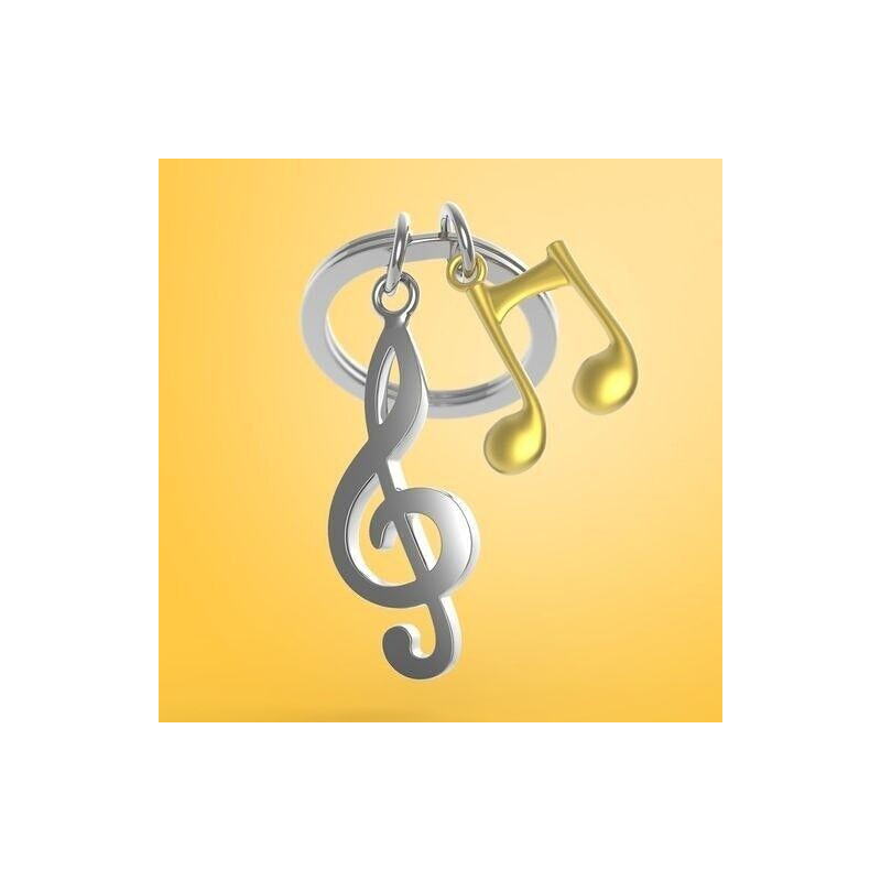 Porte-clés Clé de sol et note de musique dorée - Metalmorphose