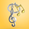 Porte-clés Clé de sol et note de musique dorée - Metalmorphose