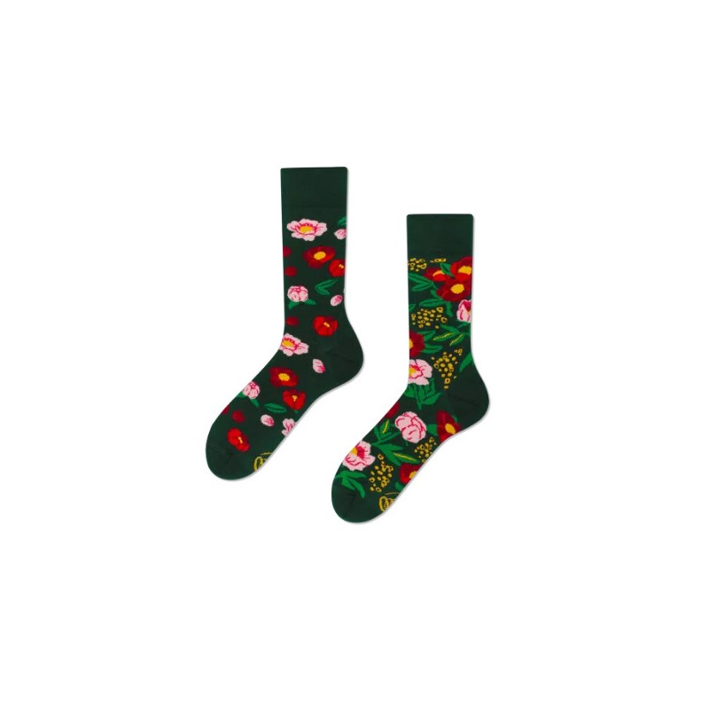 Chaussettes dépareillées Flower Power Green- Many Mornings