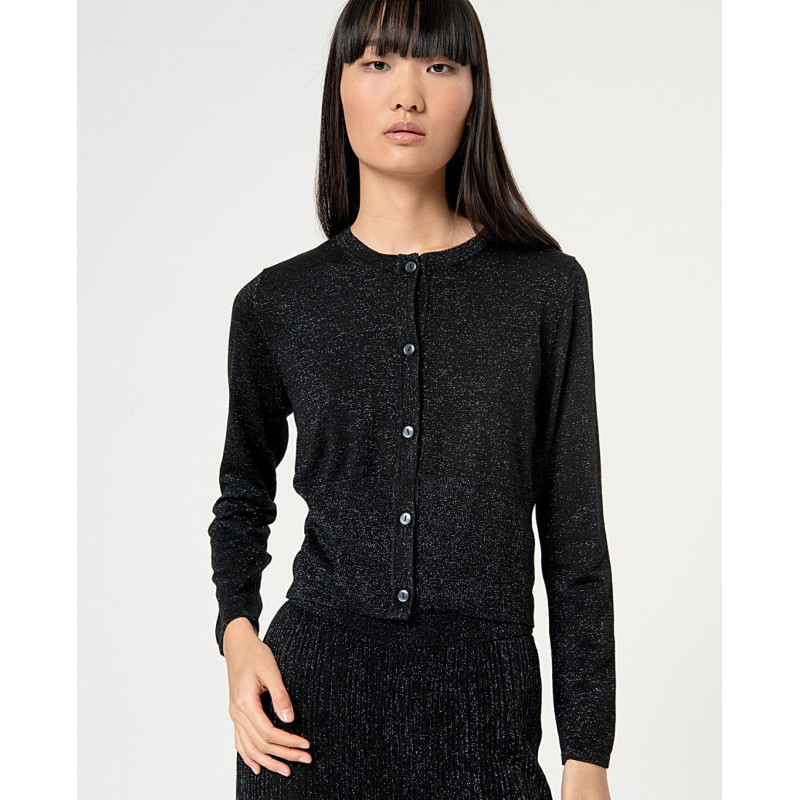 Cardigan noir pailleté NEXU335 - Surkana