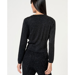 Cardigan noir pailleté NEXU335 - Surkana