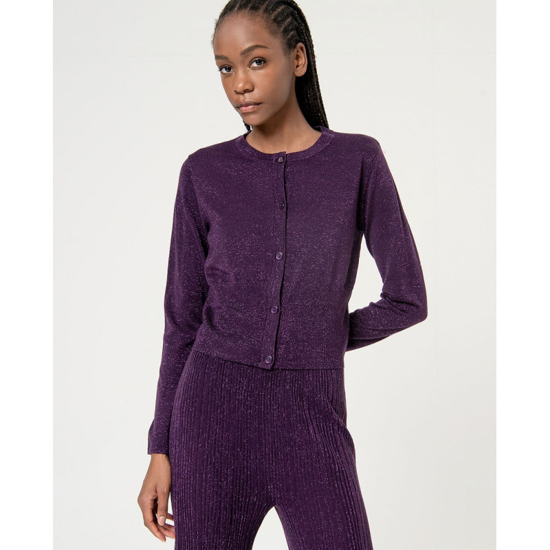 Cardigan violet pailleté NEXU335 - Surkana