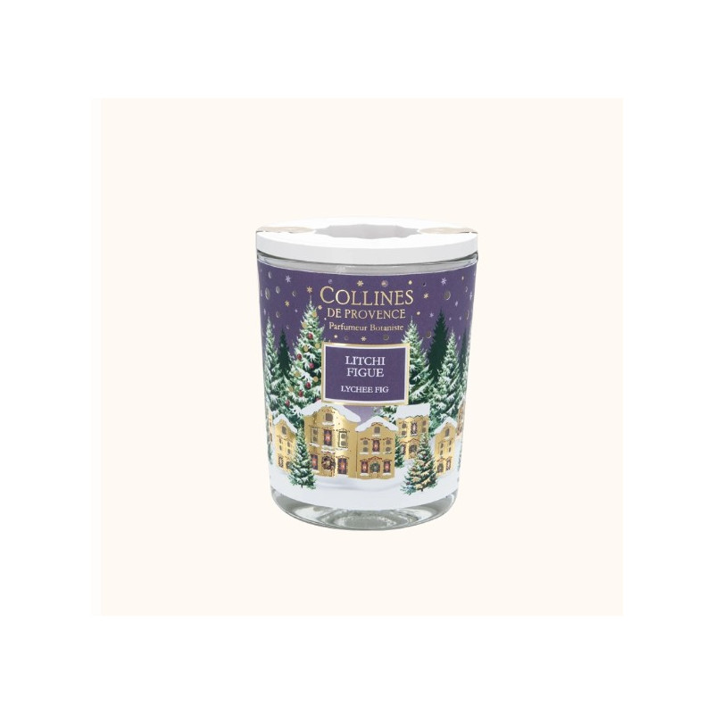 Bougie Parfumée Noël Litchi Figue 180g - Collines de Provence