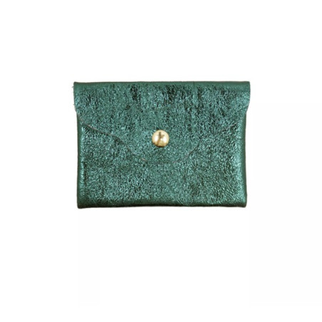 Porte-cartes en croûte de cuir Lise Bleu Canard - Jaïnès & Co - Achat en ligne - Jaïnès
