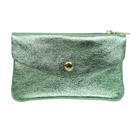 Grand porte-monnaie en cuir vert d'eau - Jaïnès & Co - Achat en ligne - Jaïnès