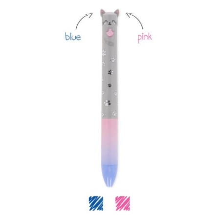 Stylo à Bille à deux Couleurs - Chat - Legami- Achat en ligne - Jaines