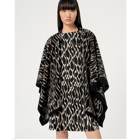 Poncho ouvert imprimé Noir POME823 - Surkana - Achat en ligne - Jaines