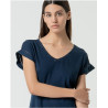 T-shirt col V Bleu marine TINA016 - Surkana