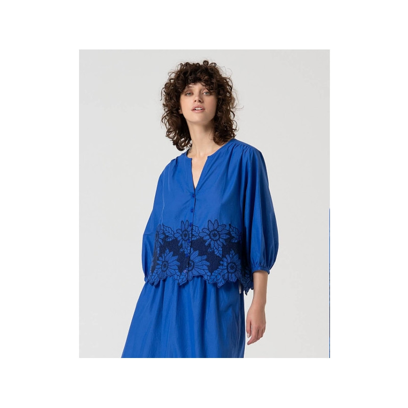 Blouse oversize Bleu cobalt MALI124- Surkana