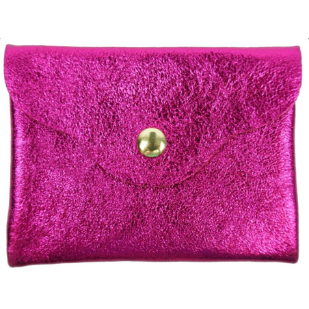 Porte-cartes en croûte de cuir rose - Jaïnès & Co - Achat en ligne - Jaïnès