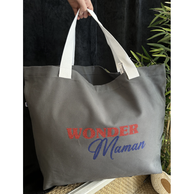 Cabas Anthracite Wonder Maman - Toiles Chics