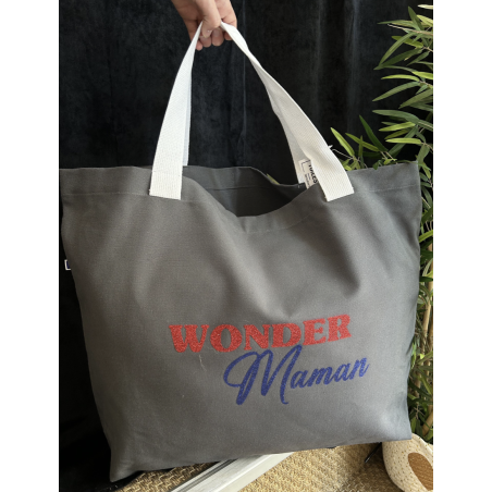 Cabas Anthracite Wonder Maman - Toiles Chics - Achat en ligne - Jaines