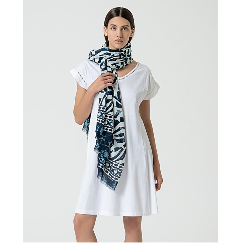 Foulard imprimé en coton FULI221 Bleu - Surkana