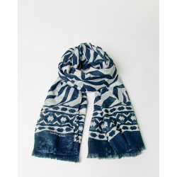Foulard imprimé en coton FULI221 Bleu - Surkana