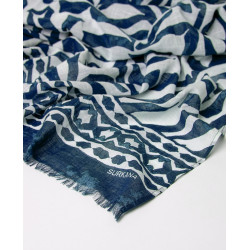 Foulard imprimé en coton FULI221 Bleu - Surkana