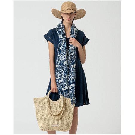Foulard imprimé en coton FULI222 Bleu- Surkana - Achat en ligne - Jaines