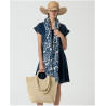 Foulard imprimé en coton FULI222 Bleu - Surkana