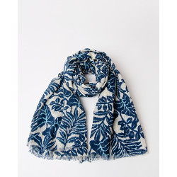 Foulard imprimé en coton FULI222 Bleu - Surkana