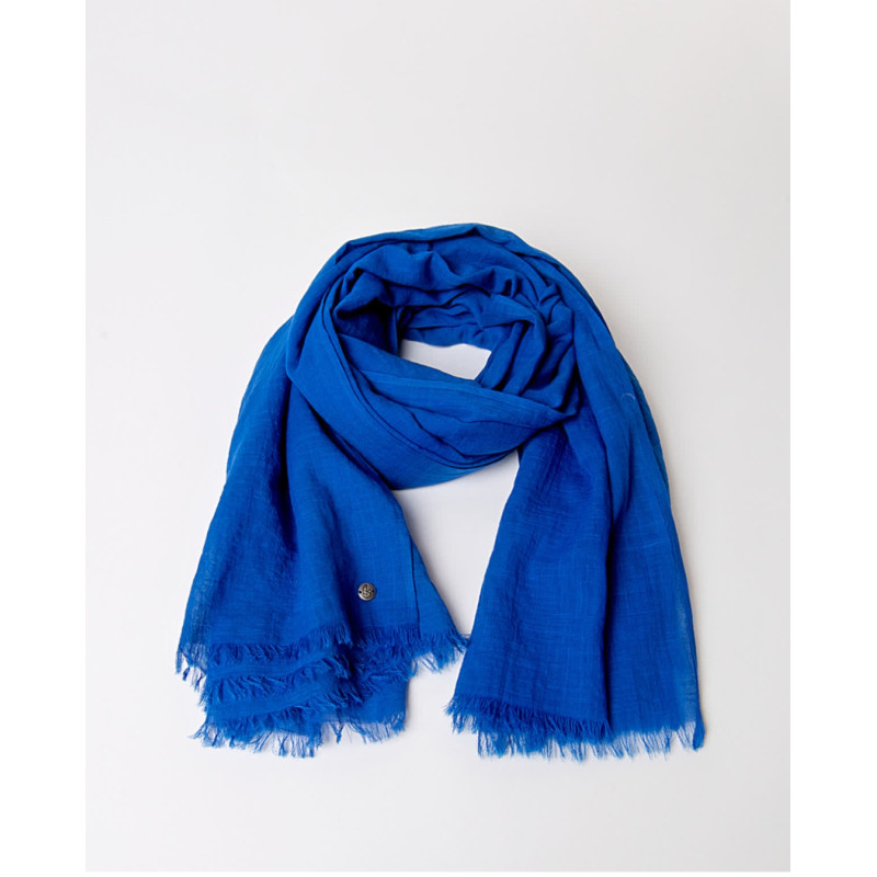 Foulard uni en coton FUSO226 Bleu cobalt - Surkana