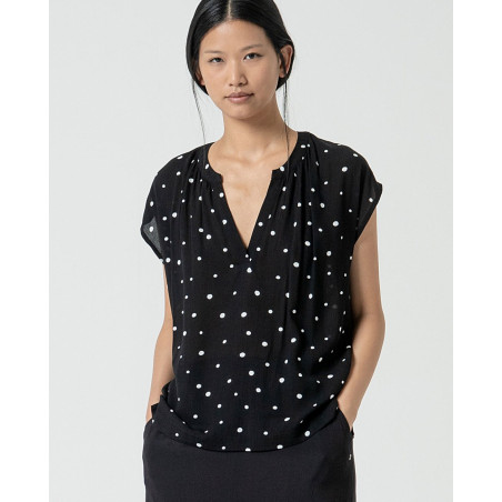 Blouse noir à pois MABU127  - Surkana - Achat en ligne - Jaines