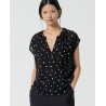 Blouse noir à pois MABU127 - Surkana