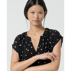Blouse noir à pois MABU127 - Surkana