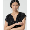 Blouse noir à pois MABU127 - Surkana