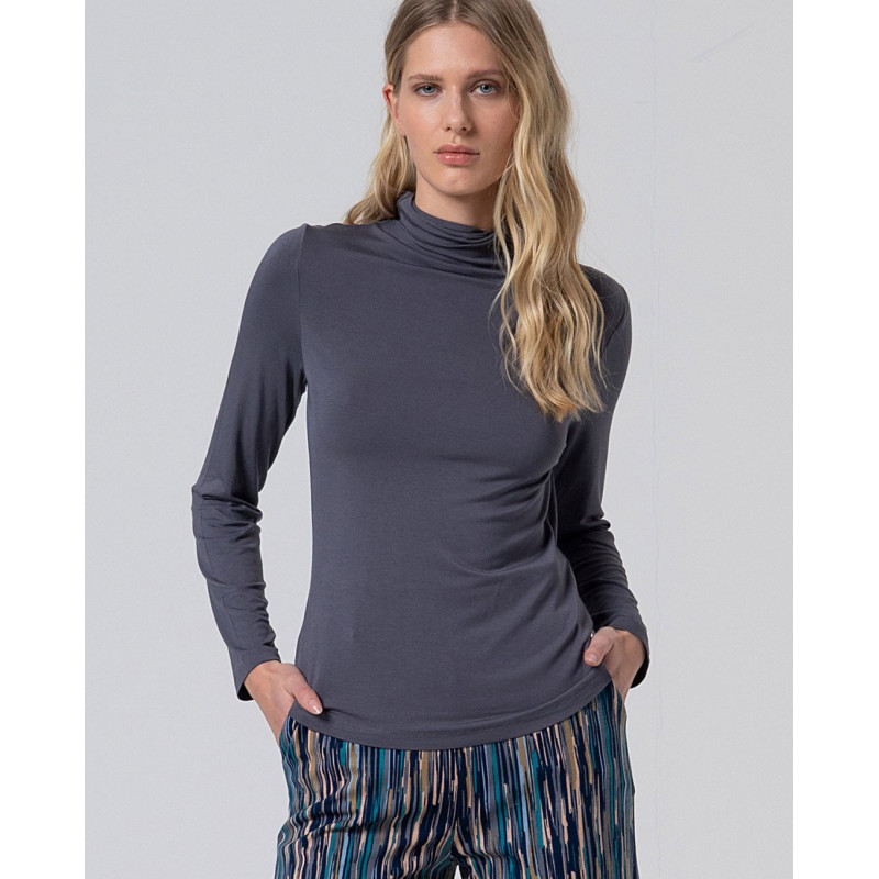 Top col montant gris foncé LISI013 - Surkana