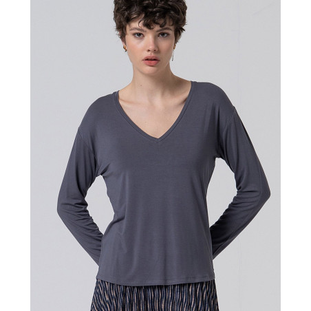 Top col V gris foncé LISI016 - Surkana - Achat en ligne - Jaines