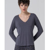 Top col V gris foncé LISI016 - Surkana