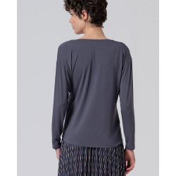 Top col V gris foncé LISI016 - Surkana