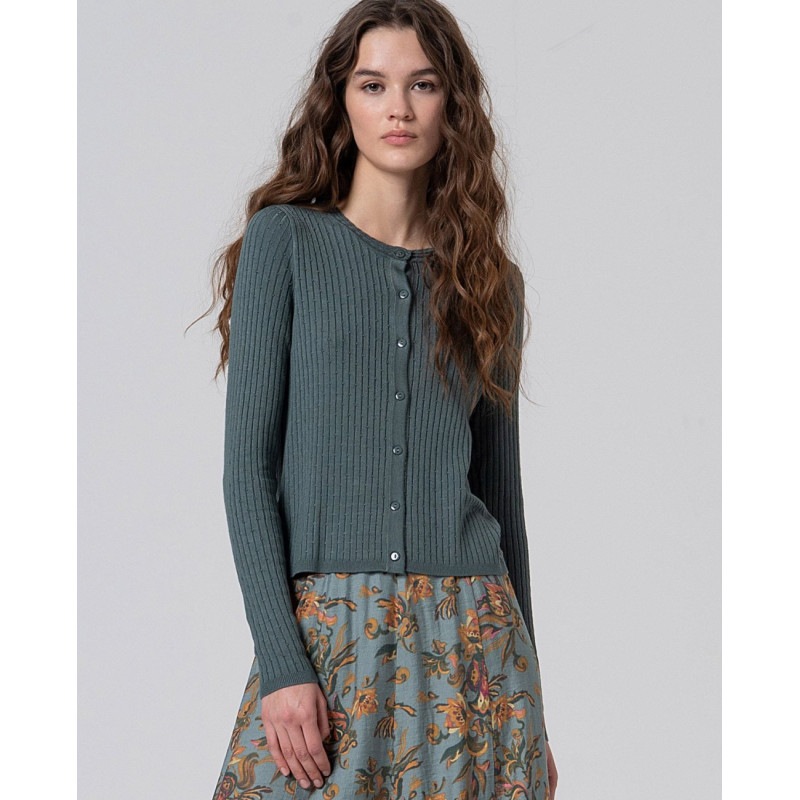 Cardigan bleu acier LIZA333 - Surkana