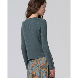 Cardigan bleu acier LIZA333 - Surkana