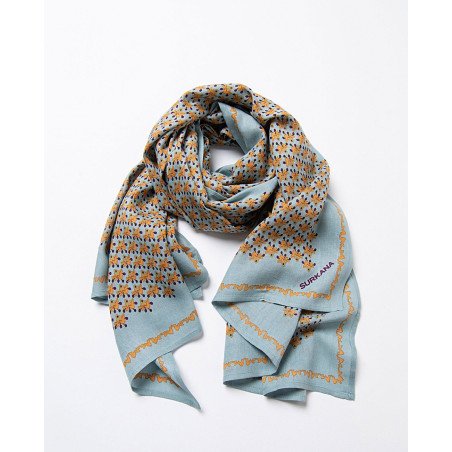Foulard imprimé bleu PASA222 - Surkana - Achat en ligne - Jaines