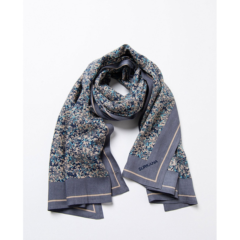 Foulard imprimé bleu PASA226 - Surkana