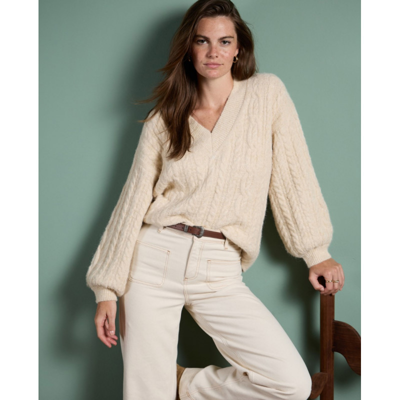 Pull oversize torsadé sable NIAR231 - Surkana
