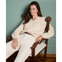 Pull oversize torsadé sable NIAR231 - Surkana