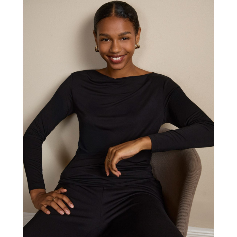 Top col bateau noir LISI012 - Surkana