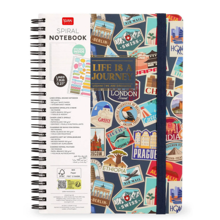 Cahier A4 Spirale Travel stickers - Legami - Achat en ligne - Jaines