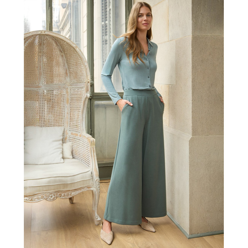 Pantalon large vert jade LIDA515 - Surkana - Achat en ligne - Jaines