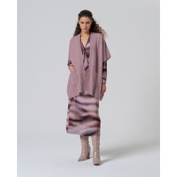 Poncho à poches rose chiné POBO831 - Surkana - Achat en ligne - Jaines
