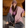 Poncho à poches rose chiné POBO831 - Surkana - Achat en ligne - Jaines