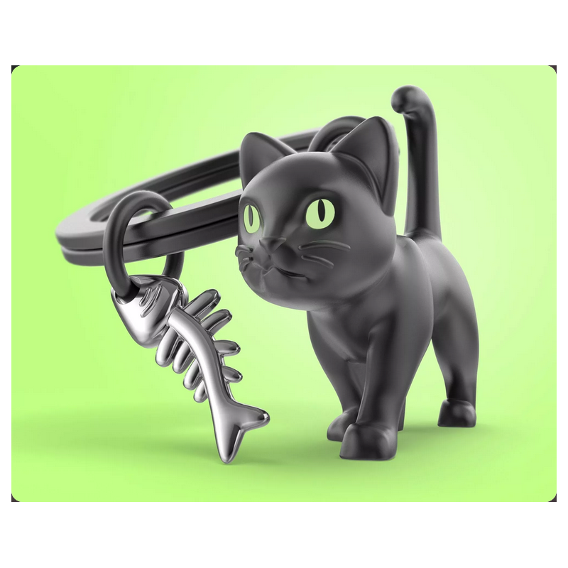 Porte-clés Chat noir - Metalmorphose