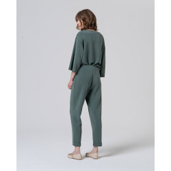 Pantalon jersey à revers jade LIDA516 - Surkana