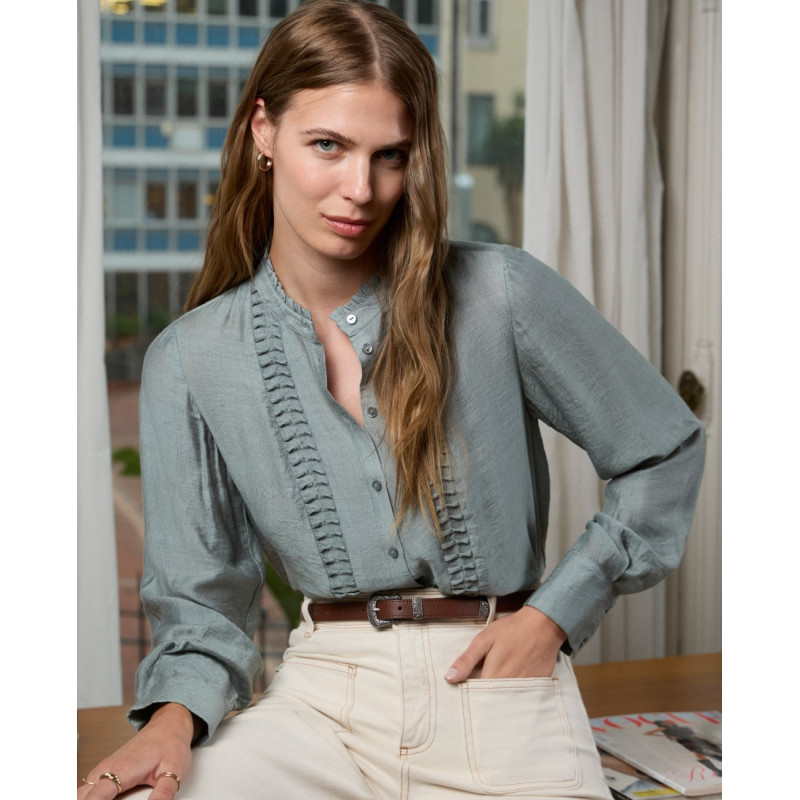 Chemise avec fantaisie bleu acier OMSA127 - Surkana