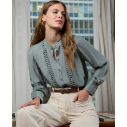 Chemise avec fantaisie bleu acier OMSA127 - Surkana