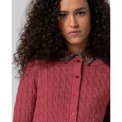 Cardigan torsadé rose indien LARA332 - Surkana