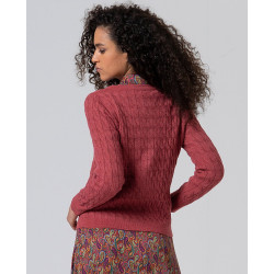 Cardigan torsadé rose indien LARA332 - Surkana